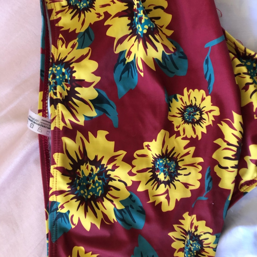 SOLD Rose gal maroon sunflower swim bottoms - Picture 2 of 7